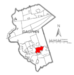 Map of Dauphin County, Pennsylvania Highlighting South Hanover Township